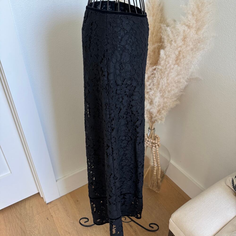 See by Chloé Black Lace Wide-Leg Cropped Pants Women's 34 FR /2 US /XS High Rise - Picture 6 of 14